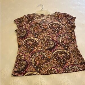 Susan Lawrence Brown and Pink Paisley Blouse